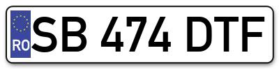 Placuta inmatriculare numar auto  SB-474-DTF, SB 474 DTF, SB474DTF