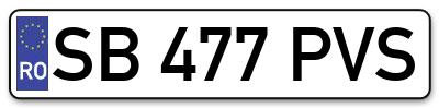 Placuta inmatriculare numar auto  SB-477-PVS, SB 477 PVS, SB477PVS