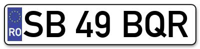 Placuta inmatriculare numar auto  SB-49-BQR, SB 49 BQR, SB49BQR