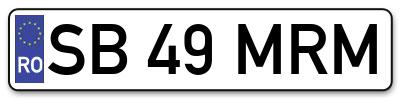 Placuta inmatriculare numar auto  SB-49-MRM, SB 49 MRM, SB49MRM