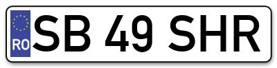 Placuta inmatriculare numar auto  SB-49-SHR, SB 49 SHR, SB49SHR