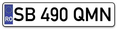 Placuta inmatriculare numar auto  SB-490-QMN, SB 490 QMN, SB490QMN