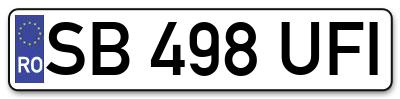 Placuta inmatriculare numar auto  SB-498-UFI, SB 498 UFI, SB498UFI