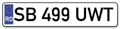 Placuta inmatriculare numar auto  SB-499-UWT, SB 499 UWT, SB499UWT