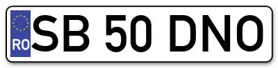 Placuta inmatriculare numar auto  SB-50-DNO, SB 50 DNO, SB50DNO