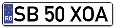 Placuta inmatriculare numar auto  SB-50-XOA, SB 50 XOA, SB50XOA
