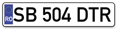 Placuta inmatriculare numar auto  SB-504-DTR, SB 504 DTR, SB504DTR