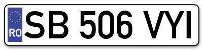 Placuta inmatriculare numar auto  SB-506-VYI, SB 506 VYI, SB506VYI