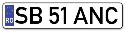 Placuta inmatriculare numar auto  SB-51-ANC, SB 51 ANC, SB51ANC