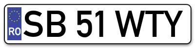 Placuta inmatriculare numar auto  SB-51-WTY, SB 51 WTY, SB51WTY