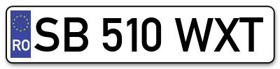Placuta inmatriculare numar auto  SB-510-WXT, SB 510 WXT, SB510WXT
