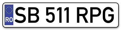 Placuta inmatriculare numar auto  SB-511-RPG, SB 511 RPG, SB511RPG