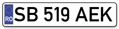 Placuta inmatriculare numar auto  SB-519-AEK, SB 519 AEK, SB519AEK
