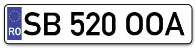 Placuta inmatriculare numar auto  SB-520-OOA, SB 520 OOA, SB520OOA