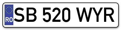 Placuta inmatriculare numar auto  SB-520-WYR, SB 520 WYR, SB520WYR