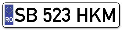 Placuta inmatriculare numar auto  SB-523-HKM, SB 523 HKM, SB523HKM