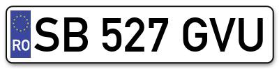 Placuta inmatriculare numar auto  SB-527-GVU, SB 527 GVU, SB527GVU