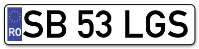 Placuta inmatriculare numar auto  SB-53-LGS, SB 53 LGS, SB53LGS
