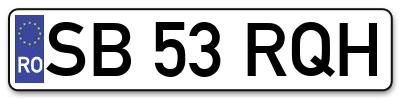 Placuta inmatriculare numar auto  SB-53-RQH, SB 53 RQH, SB53RQH