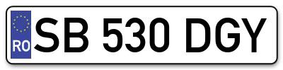 Placuta inmatriculare numar auto  SB-530-DGY, SB 530 DGY, SB530DGY