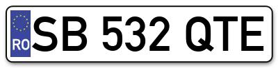 Placuta inmatriculare numar auto  SB-532-QTE, SB 532 QTE, SB532QTE