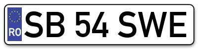 Placuta inmatriculare numar auto  SB-54-SWE, SB 54 SWE, SB54SWE