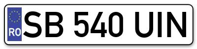 Placuta inmatriculare numar auto  SB-540-UIN, SB 540 UIN, SB540UIN