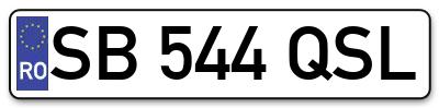 Placuta inmatriculare numar auto  SB-544-QSL, SB 544 QSL, SB544QSL