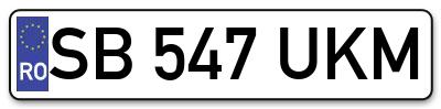 Placuta inmatriculare numar auto  SB-547-UKM, SB 547 UKM, SB547UKM