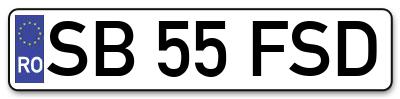 Placuta inmatriculare numar auto  SB-55-FSD, SB 55 FSD, SB55FSD