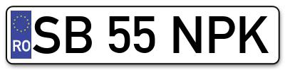 Placuta inmatriculare numar auto  SB-55-NPK, SB 55 NPK, SB55NPK