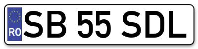 Placuta inmatriculare numar auto  SB-55-SDL, SB 55 SDL, SB55SDL