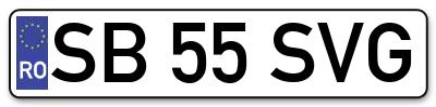 Placuta inmatriculare numar auto  SB-55-SVG, SB 55 SVG, SB55SVG