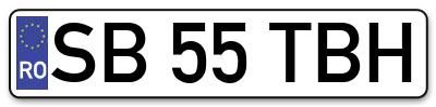 Placuta inmatriculare numar auto  SB-55-TBH, SB 55 TBH, SB55TBH
