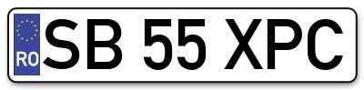 Placuta inmatriculare numar auto  SB-55-XPC, SB 55 XPC, SB55XPC