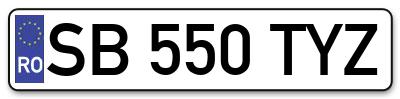 Placuta inmatriculare numar auto  SB-550-TYZ, SB 550 TYZ, SB550TYZ