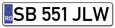 Placuta inmatriculare numar auto  SB-551-JLW, SB 551 JLW, SB551JLW