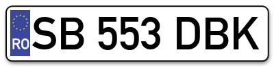 Placuta inmatriculare numar auto  SB-553-DBK, SB 553 DBK, SB553DBK
