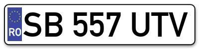 Placuta inmatriculare numar auto  SB-557-UTV, SB 557 UTV, SB557UTV