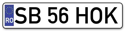 Placuta inmatriculare numar auto  SB-56-HOK, SB 56 HOK, SB56HOK