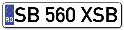 Placuta inmatriculare numar auto  SB-560-XSB, SB 560 XSB, SB560XSB