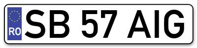 Placuta inmatriculare numar auto  SB-57-AIG, SB 57 AIG, SB57AIG
