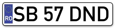 Placuta inmatriculare numar auto  SB-57-DND, SB 57 DND, SB57DND