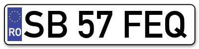 Placuta inmatriculare numar auto  SB-57-FEQ, SB 57 FEQ, SB57FEQ