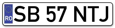 Placuta inmatriculare numar auto  SB-57-NTJ, SB 57 NTJ, SB57NTJ