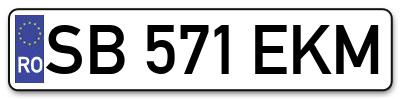 Placuta inmatriculare numar auto  SB-571-EKM, SB 571 EKM, SB571EKM