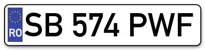 Placuta inmatriculare numar auto  SB-574-PWF, SB 574 PWF, SB574PWF