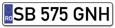 Placuta inmatriculare numar auto  SB-575-GNH, SB 575 GNH, SB575GNH