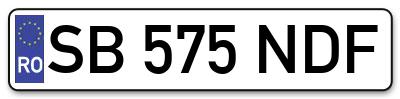 Placuta inmatriculare numar auto  SB-575-NDF, SB 575 NDF, SB575NDF