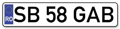 Placuta inmatriculare numar auto  SB-58-GAB, SB 58 GAB, SB58GAB